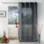 Voilage a oeillets 140 x 240 cm effet lin tissé Zazy Anthracite