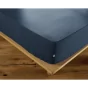 Drap housse coton luxe 140 x 190 cm bonnet 30 cm Ambre Bleu foncé