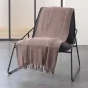 Lot de 2 Jetés de canapé a franges 220 x 240 cm coton tissé Lilia Taupe