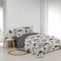 Parure de Lit Scarlett Gris 240 x 220 cm + Drap-Housse 140x190 cm Blanc