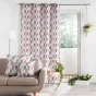 Lot de 2 rideaux tamisant a oeillets L140 x H260 cm polyester Palpito Rose/Vert