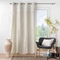 Lot de 2 Rideaux  a oeillets 140 x 240 cm polycoton+ pompons Isalina Blanc