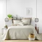 Couvre lit 2p mat.+2 hc 60x60 220 x 240 cm microfibre unie romane Naturel