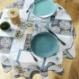 Nappe ronde (0) 180 cm polyester imprime faya Sauge