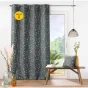 Lot de 2 Rideaux a oeillets 140 x 260 cm polyester appliqué Sakura Anthracite
