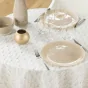 Nappe ronde (0) 180 cm polyester imprime metallise piana Naturel