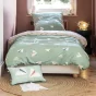 parure de lit (housse de couette + 2 taies d'oreiller) 240 x 220 cm coton imprimé petits papiers