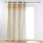 Lot de 2 Rideaux  a oeillets 140 x 240 cm polycoton+ pompons Isalina Jaune