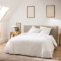 Parure de lit 3 pièces 240 x 220 cm en fils teints lavés unis – Meline Blanc (60 fils)