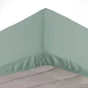 Drap housse 2 personnes 140 x 190 x 30 cm Linette coton lavé  57 fils Sauge