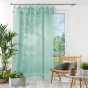 Voilage à passants + pompons 140 x 240 cm polyester effet lin Dalila Sauge