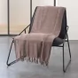 Jete de canape a franges 220 x 240 cm coton tisse lilia Taupe