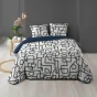 Pack parure de couette 220 x 240 cm Labyrinthe + drap housse (140) Bleu