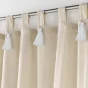 Rideau a passants+pompon blanc 140 x 240 cm polycoton uni cyrine Sans