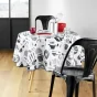 Nappe ronde (0) 180 cm polyester imprime kitchen Blanc