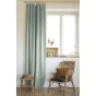 Lot de 2 rideaux ajustables en lin lavé avec 8 anneaux pince 140 x 270 cm Eucalyptus