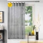 Lot de 2 Voilages à anneaux 140 x 240 cm voile tissé Linka Anthracite