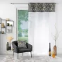 Voilage a oeillets 140 x 240 cm voile sablé + haut velours Clairine Gris