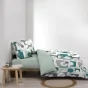 Parure de Lit Geomelo 240 x 220 cm + Drap-Housse 140x190 cm Sauge