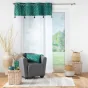 Voilage a oeillets 140 x 240 cm voile sablé + haut velours Evie Bleu