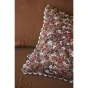 Coussin déhoussable avec croquet 40 x 40 cm gaze de coton imprimée capucine camel Marron