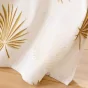 Rideau à œillets 140 x 240 cm en polycoton imprimé métallisé - Modèle Lotus Ocre