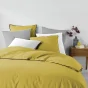 Drap housse 2 personnes 140 x 190 x 30 cm Linette coton lavé  57 fils Jaune