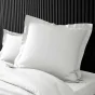Taie d’oreiller 63 x 63 cm en percale Blanc – Volant plat & point bourdon