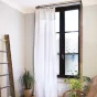 Rideau ajustable + 8 anneaux pince gaze de coton 140 x 300 cm chantilly Blanc