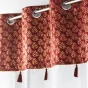 Voilage grande hauteur 140 x 280 cm voile sablé + haut velours Evie Bordeaux