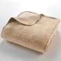 Couvre-lit Velours Uni Solange - 220 x 240 cm - Beige + 2 housses de coussins 60x60 cm