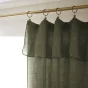 Lot de 2 rideaux ajustables en lin lavé avec 8 anneaux pince 140 x 270 cm Kaki