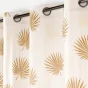 Rideau à œillets 140 x 240 cm en polycoton imprimé métallisé - Modèle Lotus Ocre