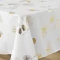 Nappe rectangle 150 x 240 cm polyester imprime metallise bloomy Blanc/or