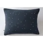 Taie d'oreiller gaze de coton brodée fil or 50 x 70 cm Gaia Chic Bleu marine