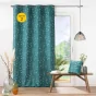 Lot de 2 Rideaux a oeillets 140 x 260 cm polyester appliqué Sakura Emeraude