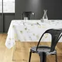 Nappe rectangle 150 x 300 cm polyester imprimé metallisé Bloomy Blanc/or