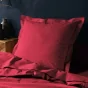Taie d'oreiller 63 x 63 cm uni 57 fils lina  +point bourdon Marsala