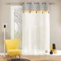 panneau a oeillets 140 x 240 cm voile sable+top imprime+pompon neo casa