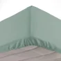 Drap housse 2 personnes 160 x 200 x 30 cm Linette coton lavé  57 fils Sauge