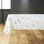 Nappe rectangle 150 x 240 cm polyester imprime metallise bloomy Blanc/or