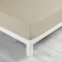 Drap housse 2 personnes 160 x 200 x 30 cm Linette coton lavé  57 fils Beige