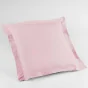 Taie d'oreiller volant plat 63x63 cm uni 57 fils lina  +point bourdon Rose clair