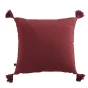 Coussin déhoussable avec pompons gaze de coton 40 x 40 cm gaia lie de vin Bordeaux