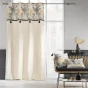 Lot de 2 Rideaux a oeillets 140 x 240 cm  polycoton + pompons  Papaya