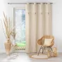 Rideau Tamisant Rafina doré - 140 x 240 cm, Coton avec Pompons