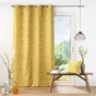 Rideau grande hauteur 140 x 280 cm polyester imprime appliqué Sakura Jaune