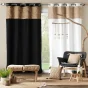 Lot de 2 Rideaux à oeillets 140 x 240 cm polycoton + jute imprimée Kalinda Blanc
