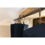 Rideau ajustable + 8 anneaux pince gaze de coton Luxe 140 x 300 cm Gaia Bleu foncé