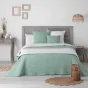 Couvre lit 2 pers 240x260 cm microfibre bicolore mellow chic Menthe/blanc